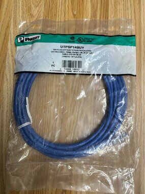 Panduit UTPSP14BUY Cat6 UTP RJ45 Ethernet Network Patch Cable 14ft Blue LAN Cord